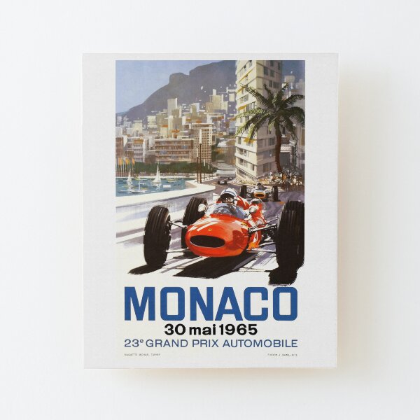 Grand-Prix-Rennplakat von Monaco 1965 Aufgezogener Druck auf Holz