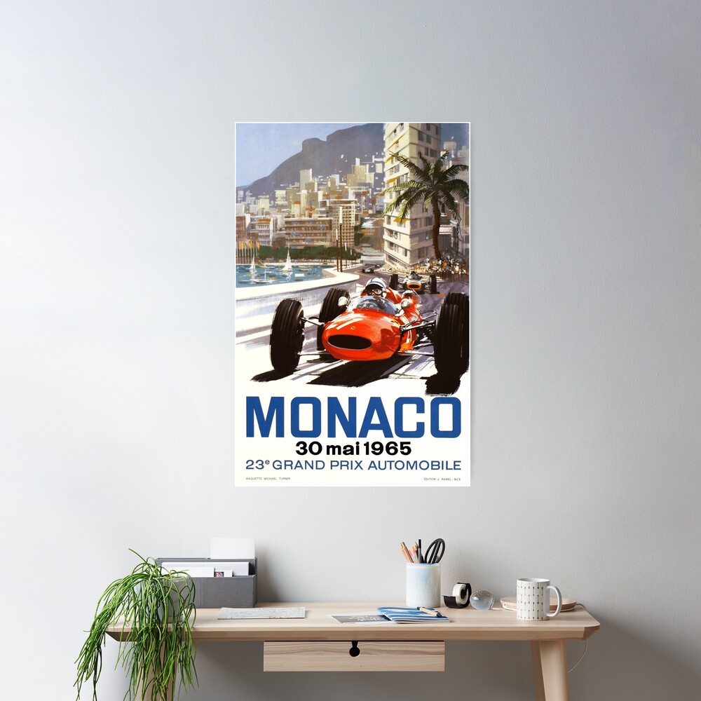 1965 Monaco Grand Prix Racing Poster Poster