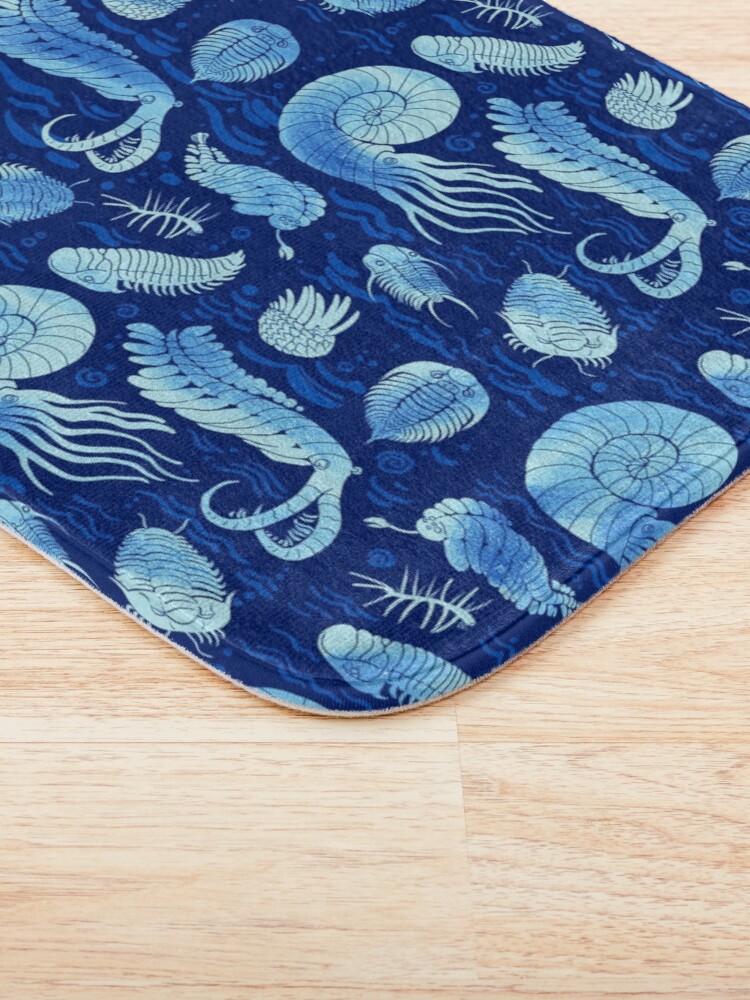 Alternate view of Ancient sea animals: Trilobites, Anomalocaris, Wiwaxia and others on dark b/g Bath Mat