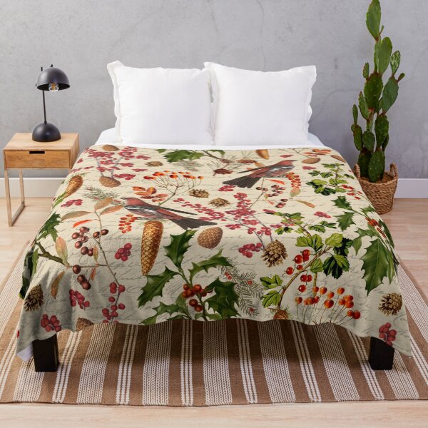 Item preview, Vintage Birds Botanical Christmas Pattern designed and sold by artsandsoul.