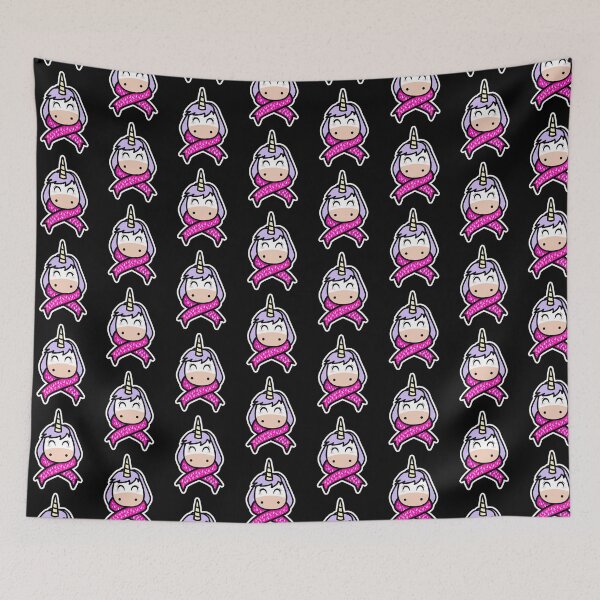 Item preview, Cute Unicorn wearing Cancer Awareness Pink Ribbons Scarf designed and sold by Whynot123.