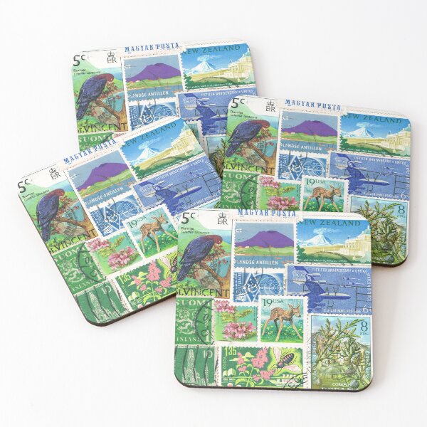 Item preview, Wild Swim - abstract postage stamp landscape designed and sold by tanglecrafts.