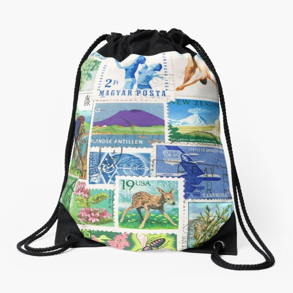 Wild Swim - abstract postage stamp landscape Drawstring Bag