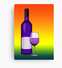 halftone wine bottle and glass Canvas Print