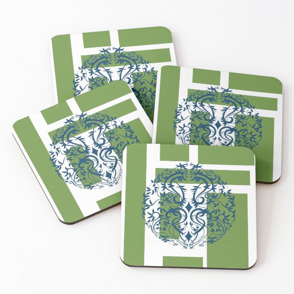 Item preview, Green squares blue flourish element  designed and sold by Lilith-Designs.