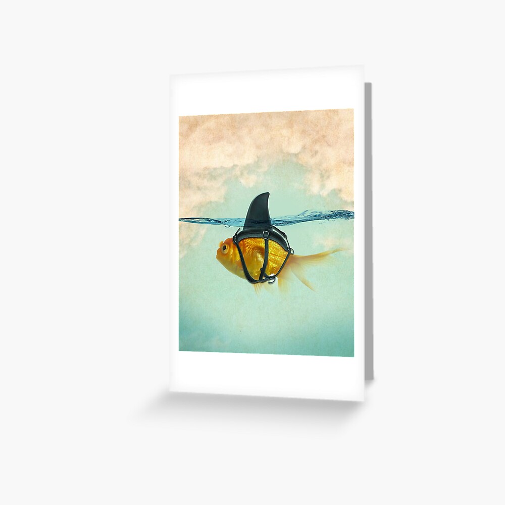 "Brilliant Disguise, Goldfish with a Shark Fin" Greeting Card by vinpez