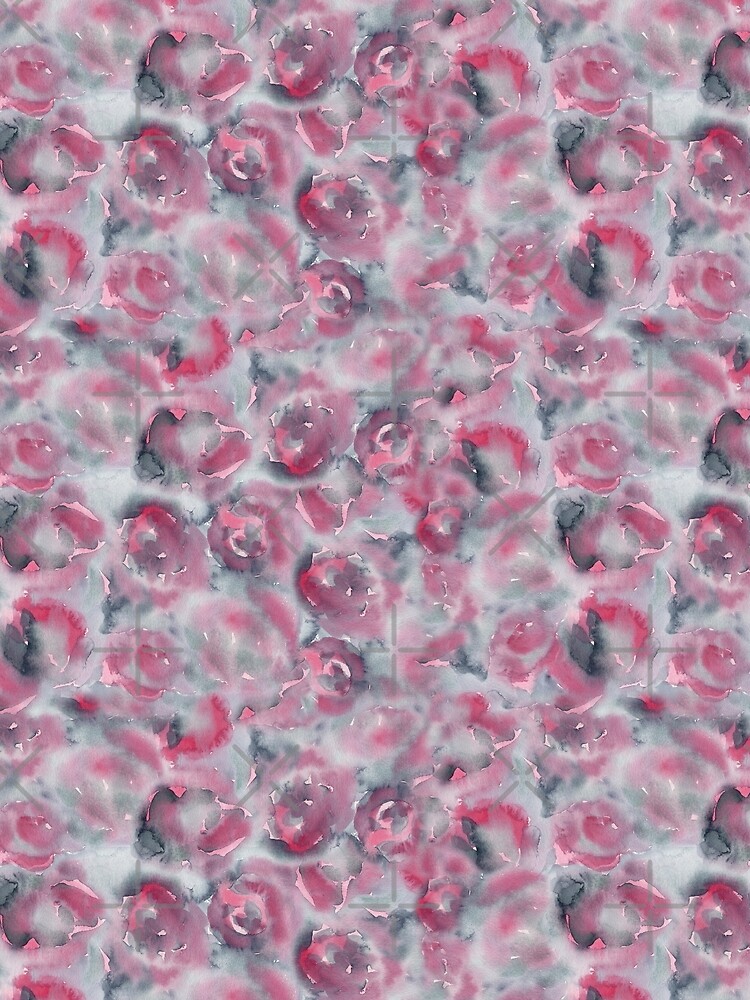 slate gray watercolor roses pattern by nobelbunt