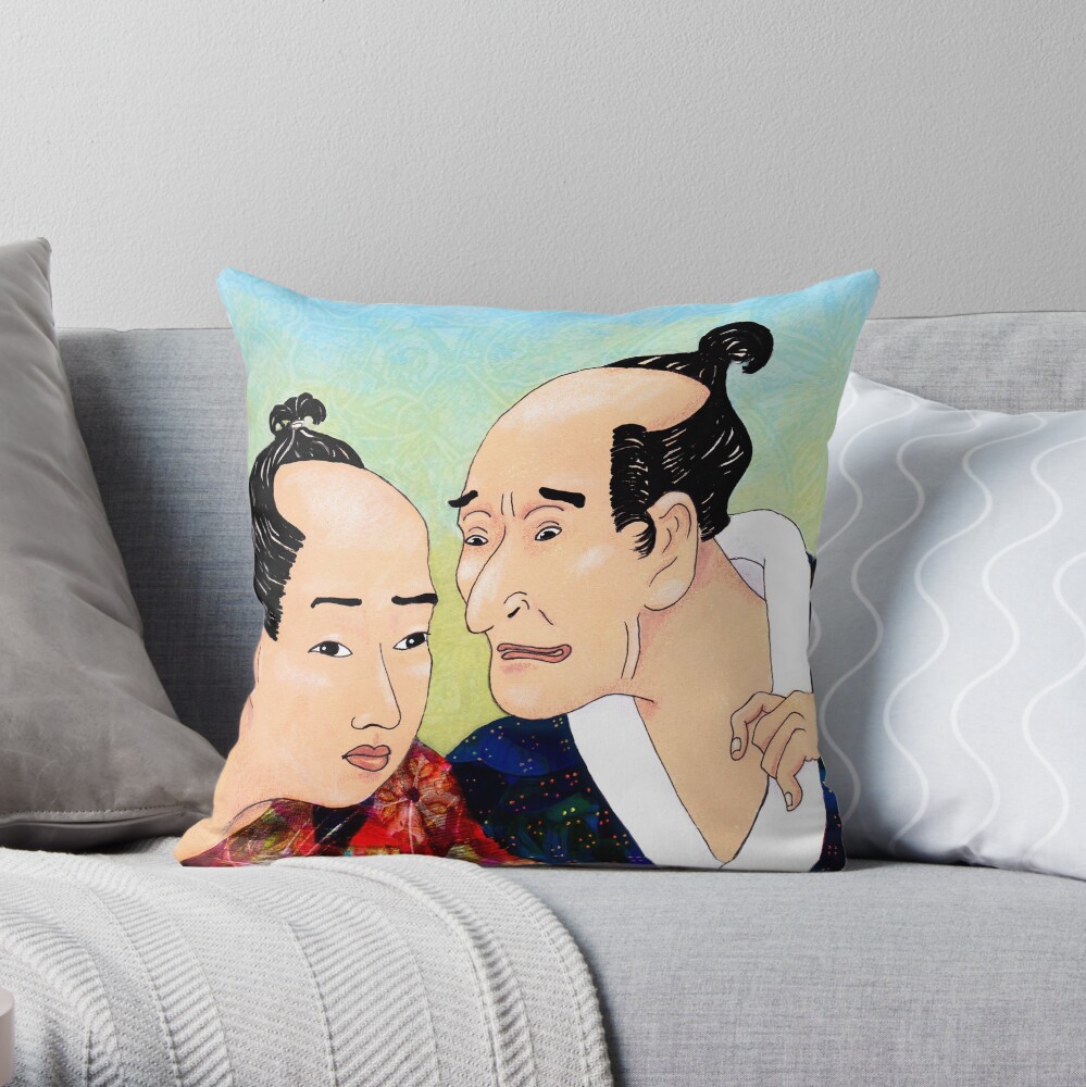 Mr Hokusai and Mr Hiroshige Throw Pillow