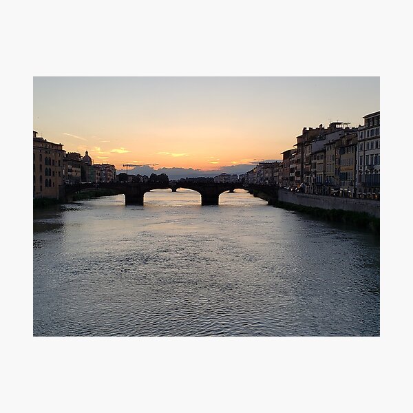 Arno River Bridge In Italy Scenic Landscape Photo Print Architecture Poster