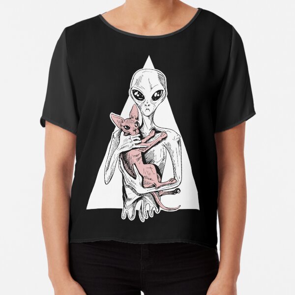 Alien con gato sphynx Blusa