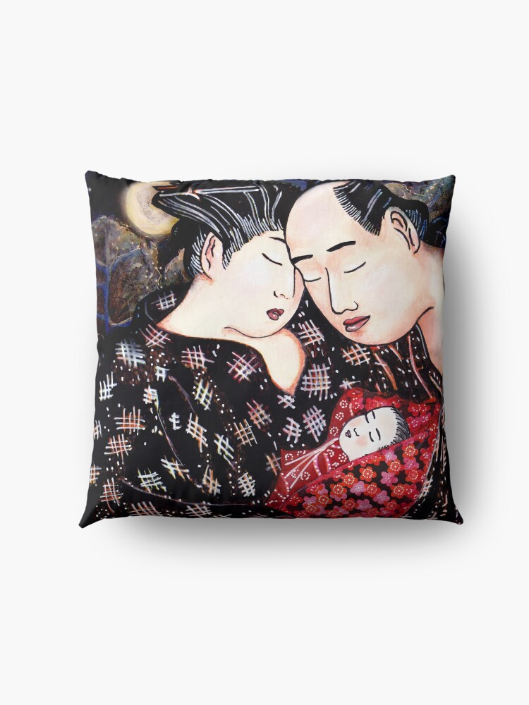 Alternate view of The Hokusai Family Has An Early Night Floor Pillow