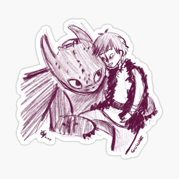 Hiccup X Toothless Sticker By Liajung Redbubble