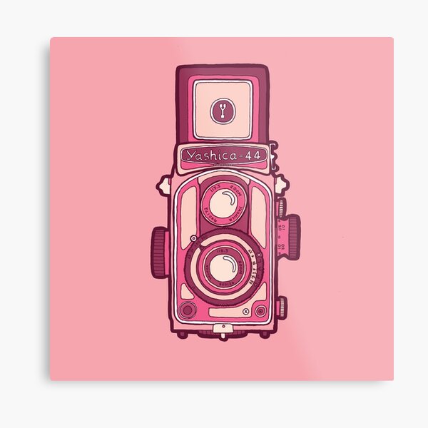 Vintage camera pink Metal Print