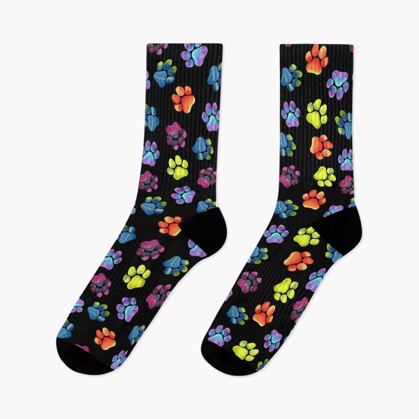 Item preview, Black Rainbow Paw Print Pattern designed and sold by dragonstarart.