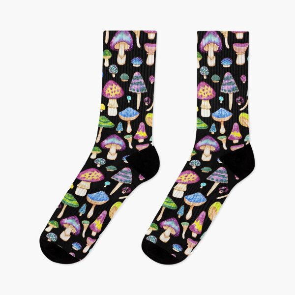 Item preview, Watercolor Mushroom Pattern on Black designed and sold by dragonstarart.