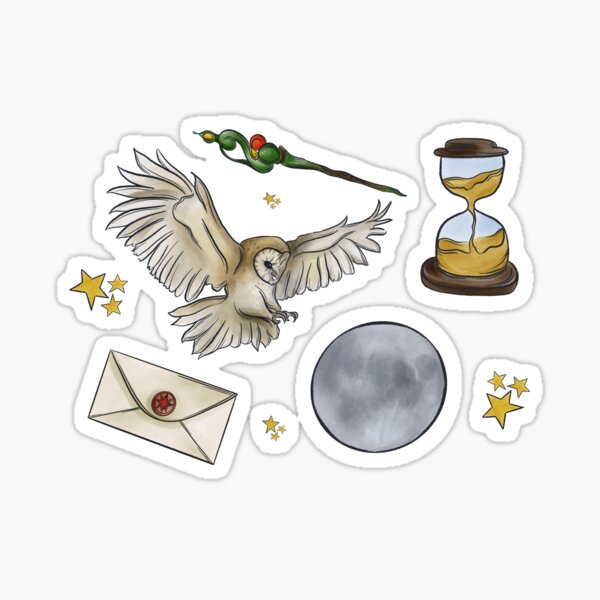Magical owl wizard’s kit pattern Sticker