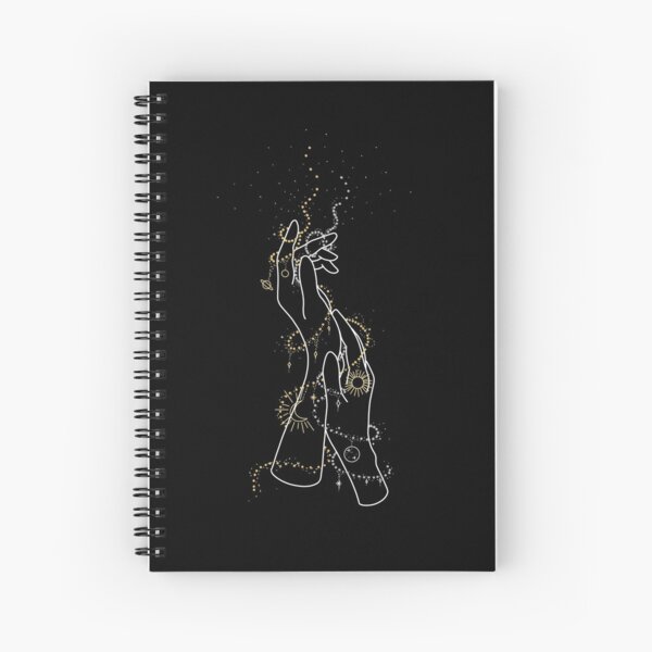 Hands with stars, planets, sun, moon Spiral Notebook