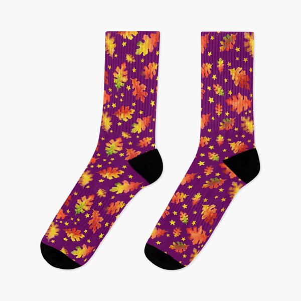 Item preview, Autumn Leaves Watercolor Pattern on Purple designed and sold by dragonstarart.
