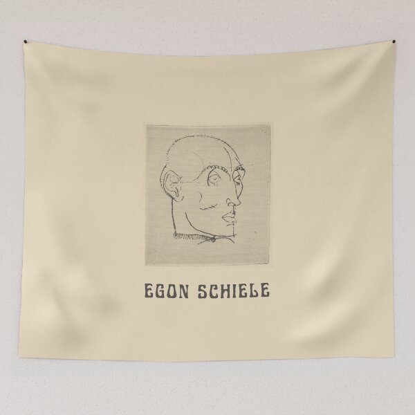 Item preview, Egon Schiele Fine Art Drawing Portrait of a Man (1914) with Schiele's Name. Beige and Brown designed and sold by kierkegaard.
