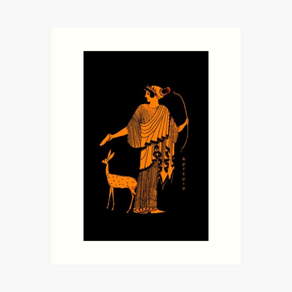 Artemis red figure ancient Greek design Art Print