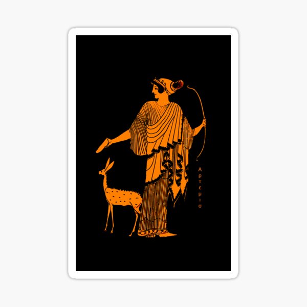 Artemis red figure ancient Greek design Sticker