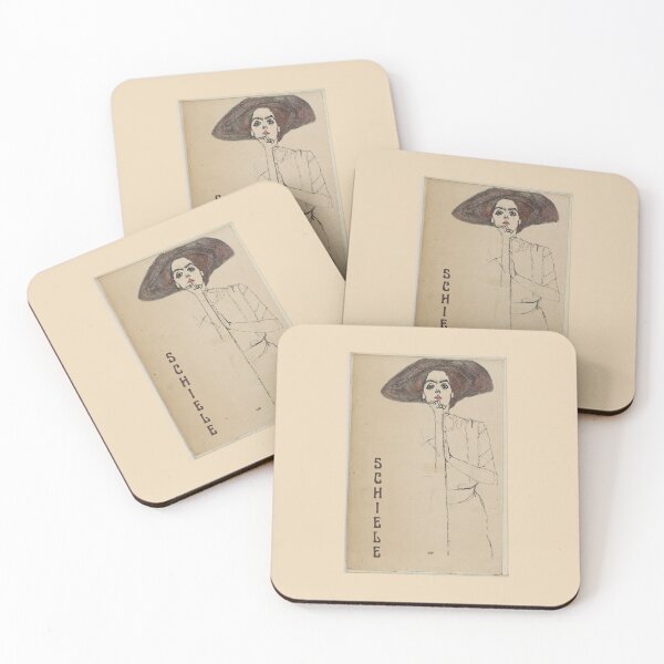 Item preview, Egon Schiele Fine Art Portrait of a Woman (1910) with Schiele's Name (Vertical, Brown) designed and sold by kierkegaard.