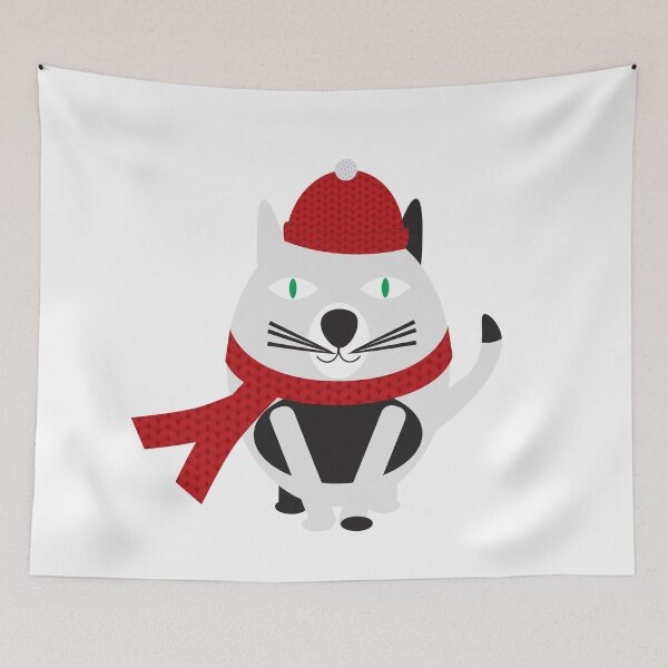 Item preview, Cartoon Cat with Red Hat and Scarf designed and sold by sigdesign.