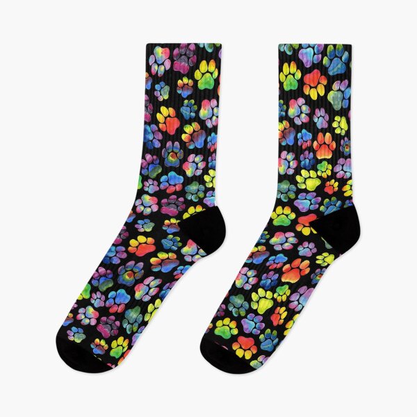 Item preview, Rainbow Paw Prints Watercolor on Black designed and sold by dragonstarart.