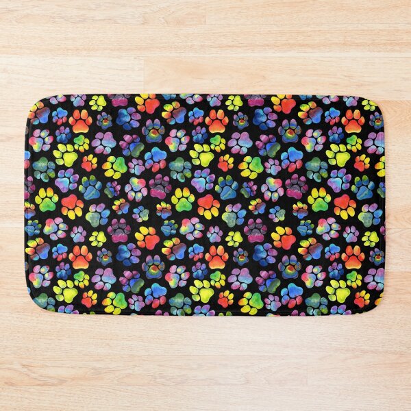 Item preview, Rainbow Paw Prints Watercolor on Black designed and sold by dragonstarart.