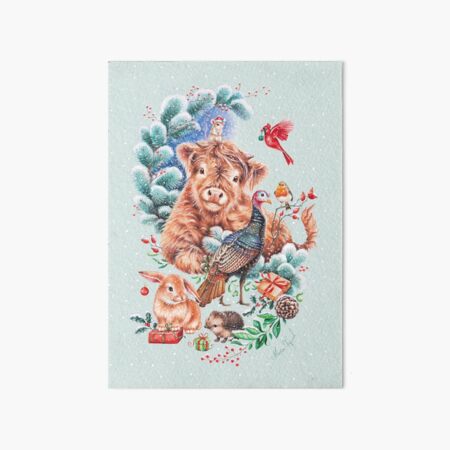 Happy Xmas animals by Maria Tiqwah Art Board Print