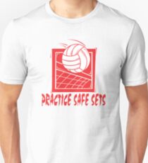 Funny Volleyball "Practice Safe Sets" Unisex T-Shirt