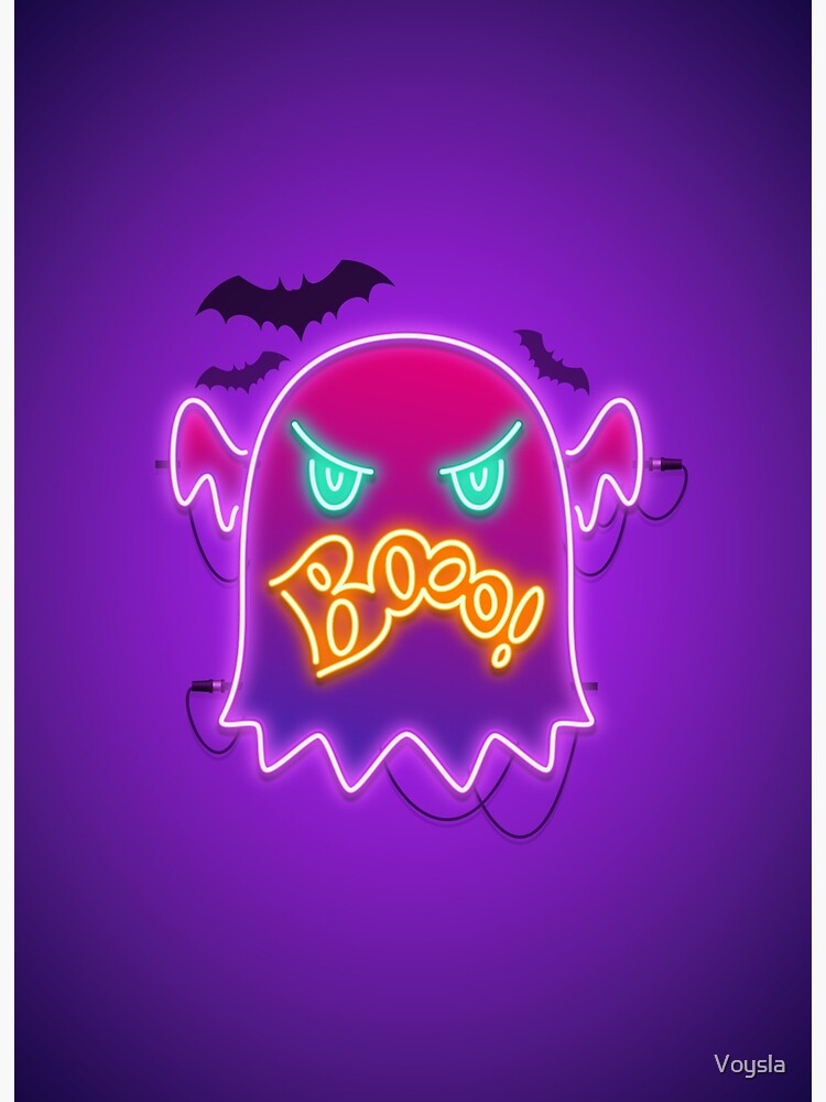 Interpretar Bloquear motor Tarjetas de felicitación «Halloween Neon Angry Ghost Boo» de Voysla |  Redbubble