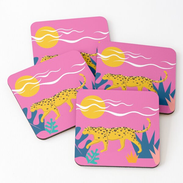 Item preview, Walking Leopard Illustration ( pink background ) designed and sold by Adam Regester.