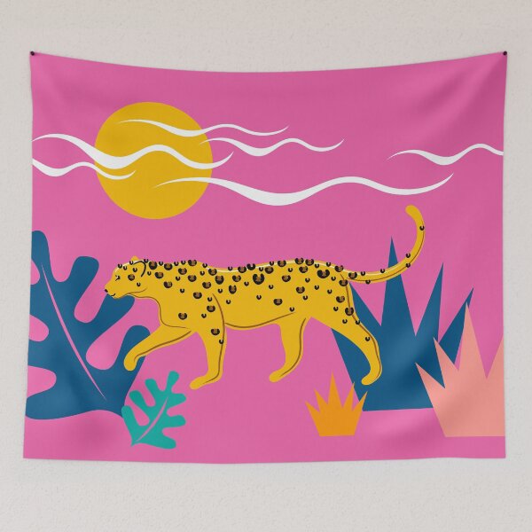 Item preview, Walking Leopard Illustration ( pink background ) designed and sold by Adam Regester.
