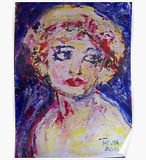 Girl with pink bow Poster