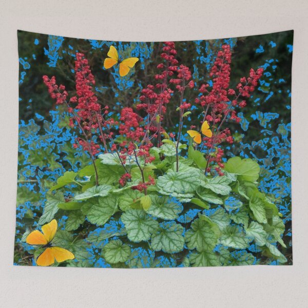 Item preview, DELICATE CORAL RED GARDEN FLOWERS GREEN NATURE designed and sold by sharlesart.