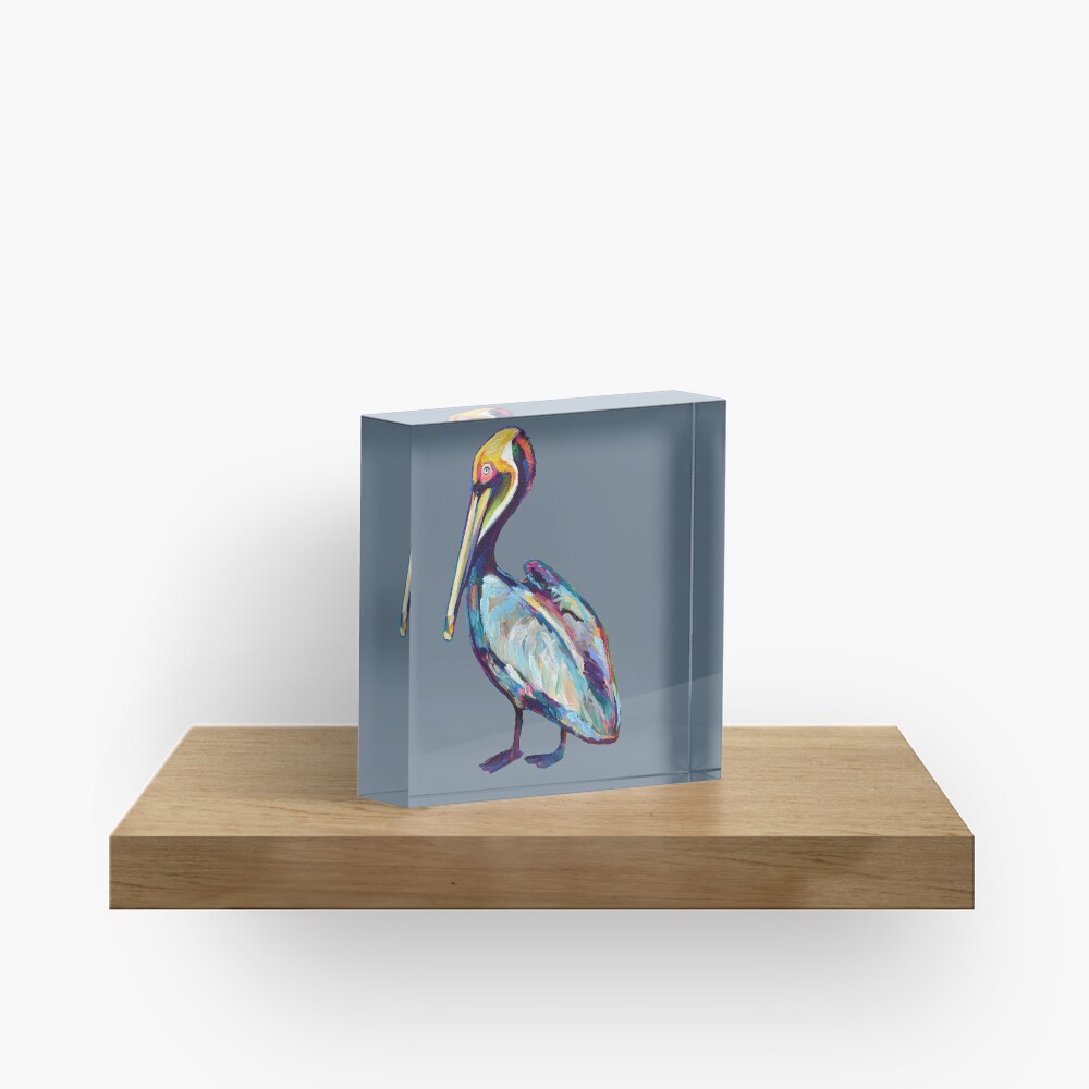 Colorful Pelican by Robert Phelps Acrylic Block