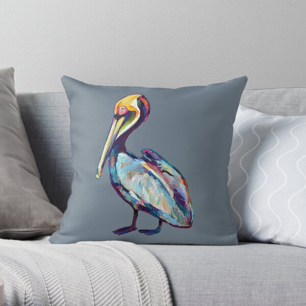 Colorful Pelican by Robert Phelps Throw Pillow