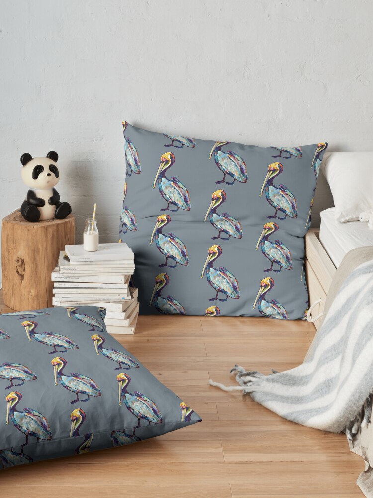 Alternate view of Colorful Pelican by Robert Phelps Floor Pillow