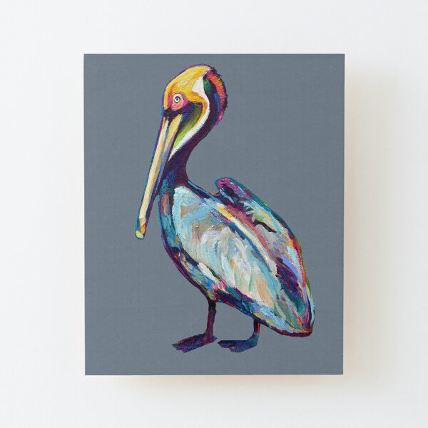 Colorful Pelican by Robert Phelps Wood Mounted Print