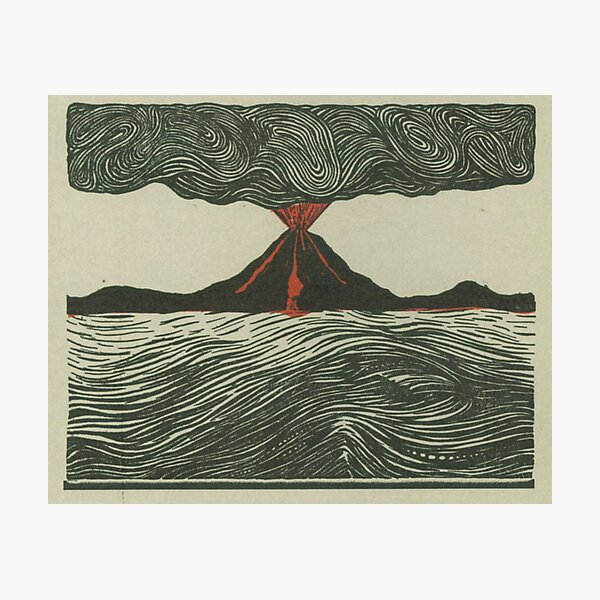 Item preview, Volcano Woodcut designed and sold by BlueSpecsStudio.