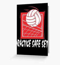Funny Volleyball "Practice Safe Sets" Dark Greeting Card