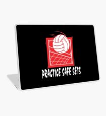 Funny Volleyball "Practice Safe Sets" Dark Laptop Skin