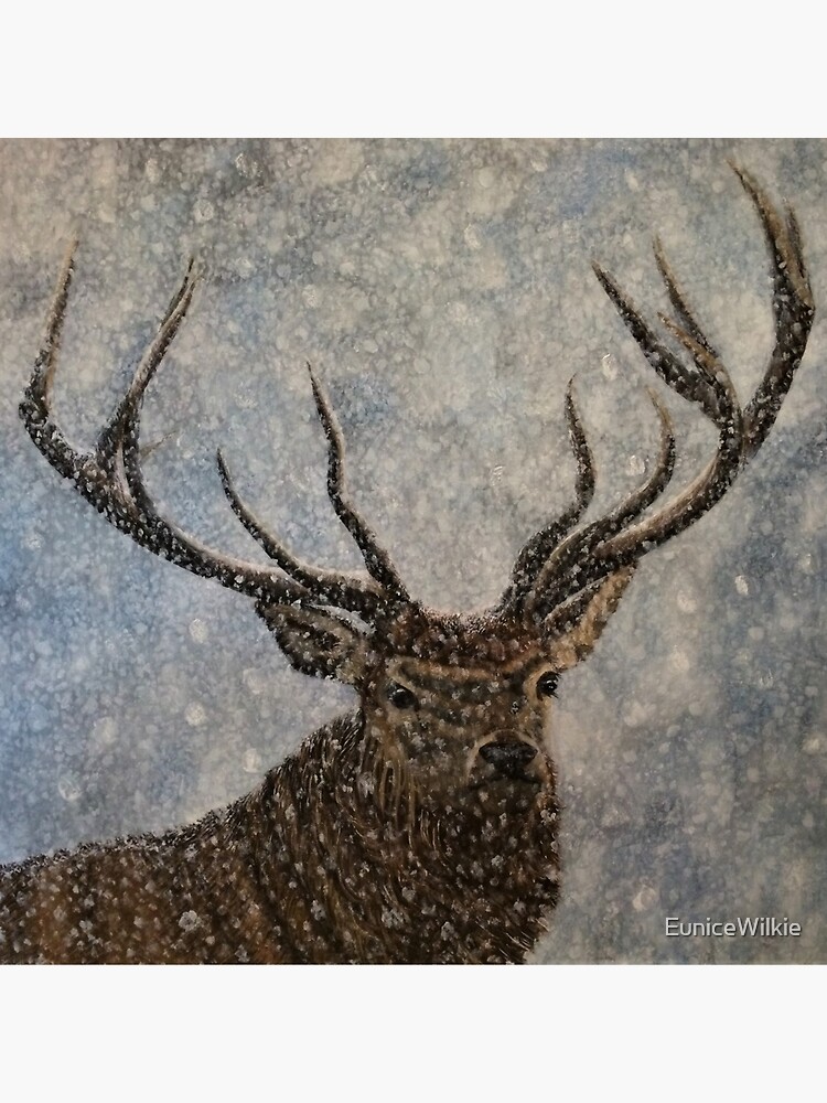 Not Afraid of the Snow - Stag in Snow - Wall Art by EuniceWilkie