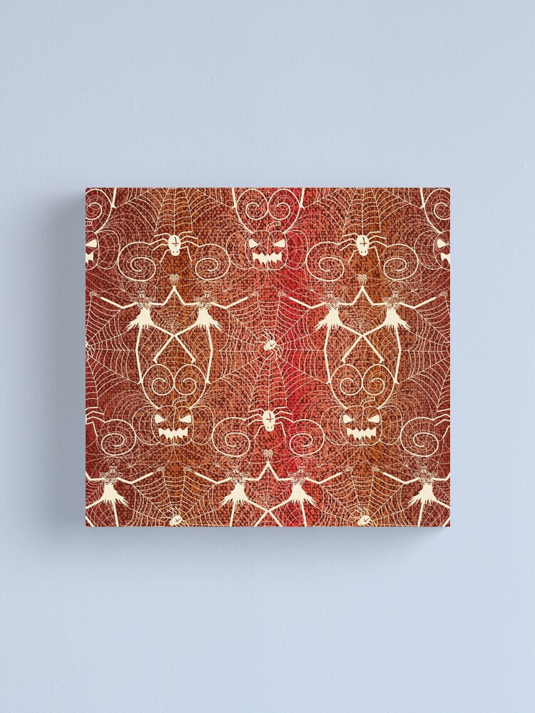 Alternate view of Halloween nightmare lace cream on crimson Canvas Print