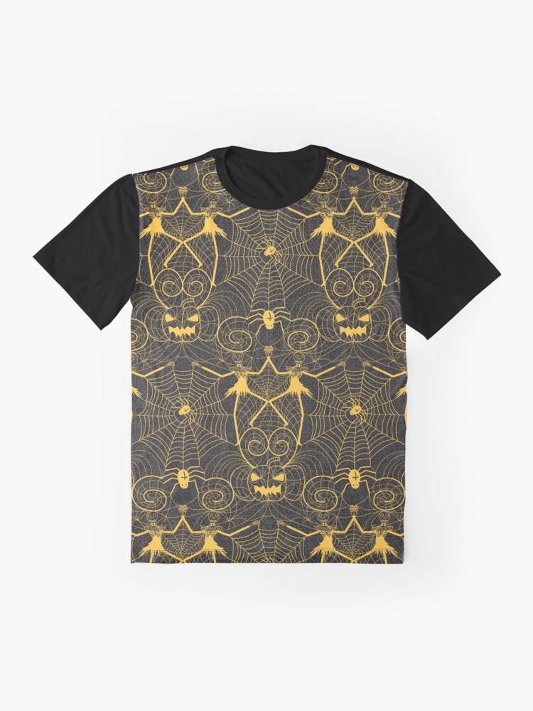 Alternate view of Halloween nightmare lace yellow on black Graphic T-Shirt