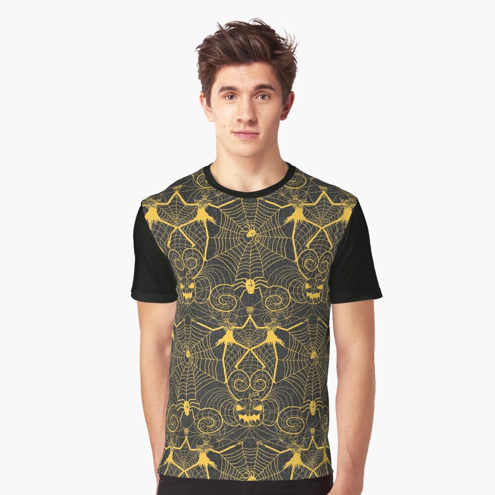 Halloween nightmare lace yellow on black Graphic T-Shirt