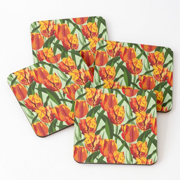 Item preview, Big red parrot tulips on linen texture designed and sold by kobyakov.