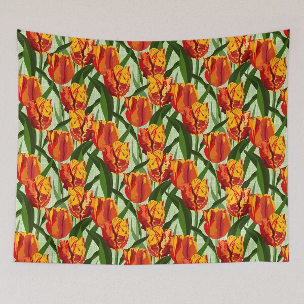 Item preview, Big red parrot tulips on linen texture designed and sold by kobyakov.