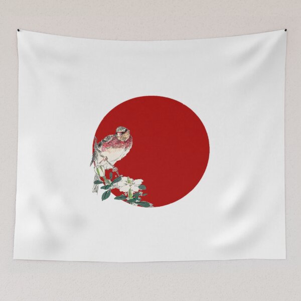 Aperçu de l'œuvre Drapeau japonais - Rosefinch à longue queue créée et vendue par weavernap.